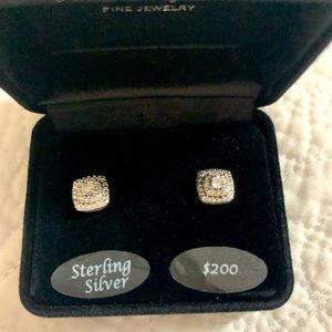 Macy’s sterling silver diamond stud earrings